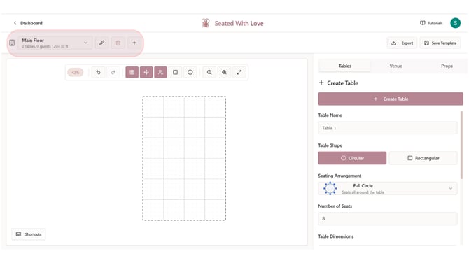 Floor Plan Design Tool With Floor Settings Highlighted